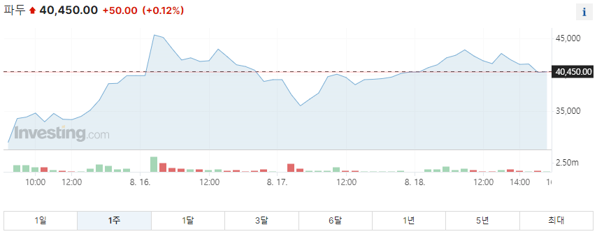 파두 1년 주가그래프입니다.