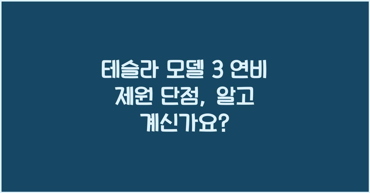 테슬라 모델 3 연비 제원 단점
