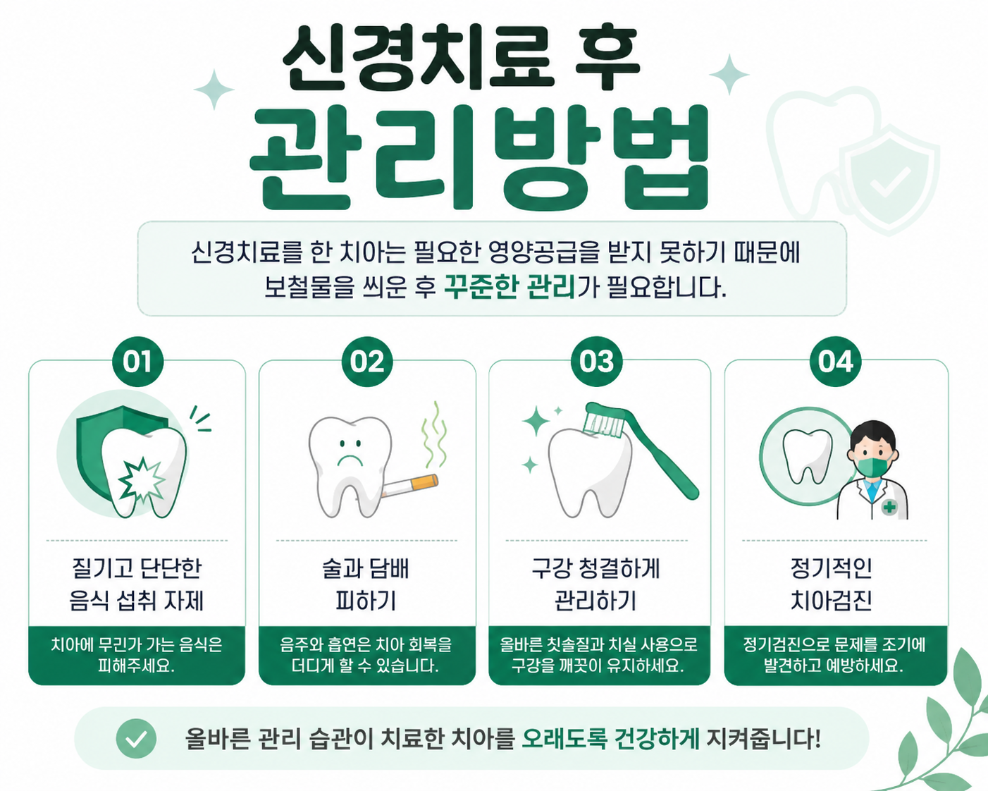 신경 치료후 관리 방법 정리