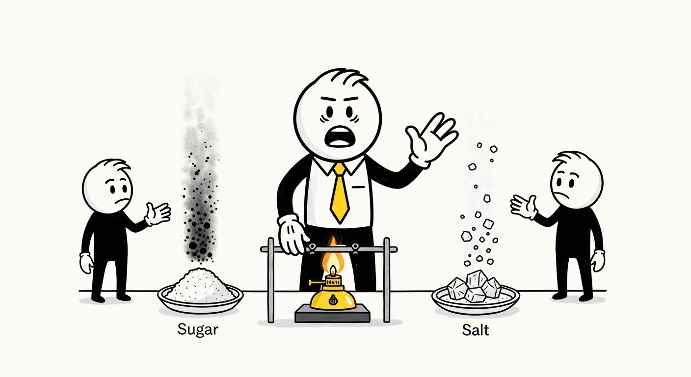 유기물 설탕과 무기물 소금의 연소 반응 비교 실험