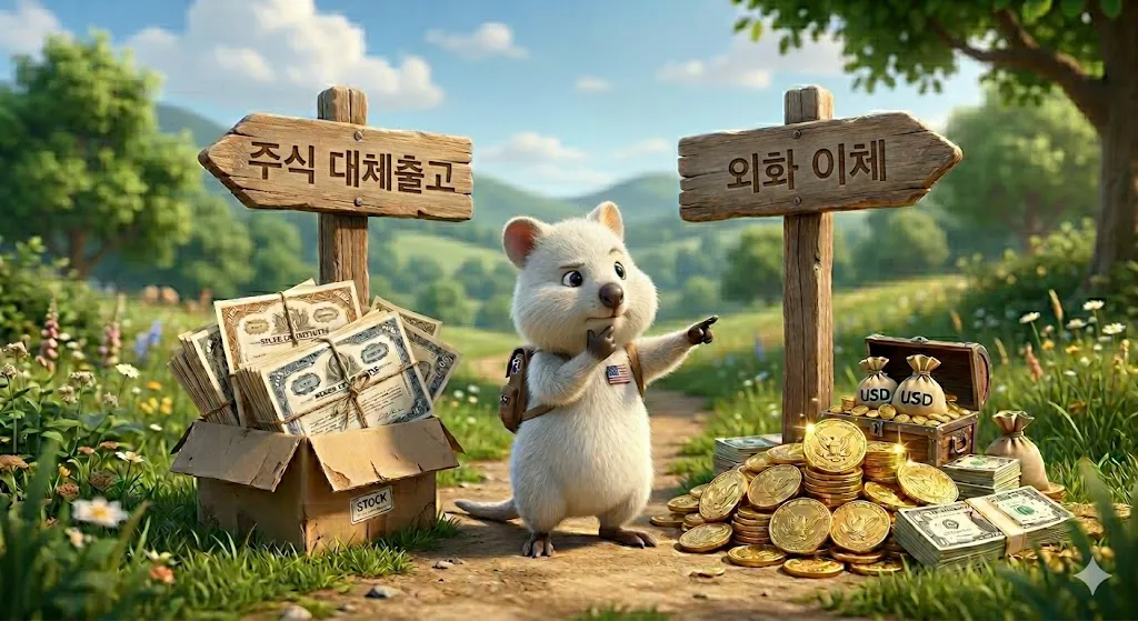 주식 대체출고와 외화 이체 갈림길 중 고민하는 백쿼카