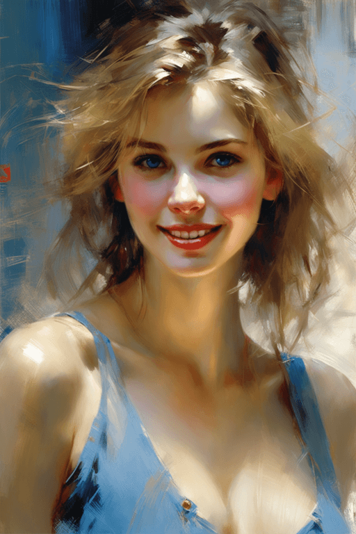 Playground AI로 생성한 그림(1) - 밝게 웃는 미녀