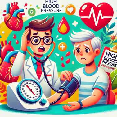 고혈압 환자의 혈압 측정하고 있는 사진