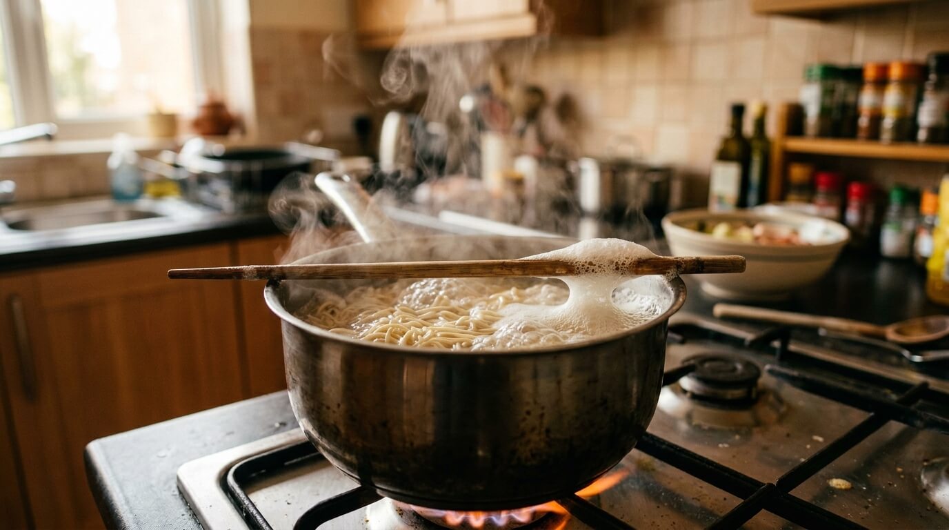 면 삶기 냄비 물 넘침 방지 젓가락 올려두기 꿀팁