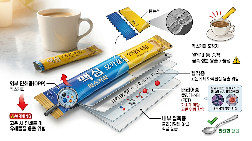 믹스커피 포장지 내부 구조