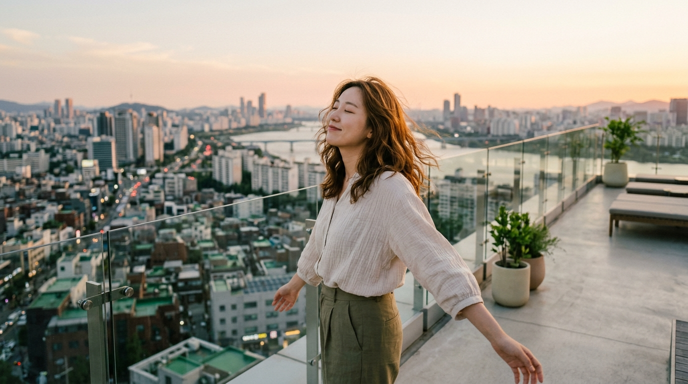 도시를 바라보면 나의 여유를 찾을 수 있는 루프탑 공간