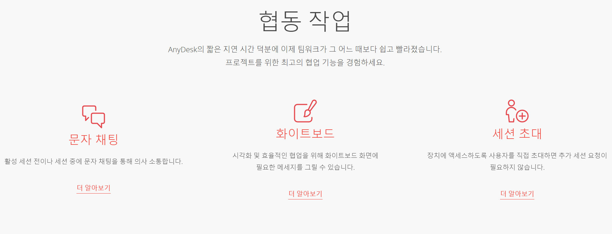 애니데스크 핵심 기능 중 협동 작업