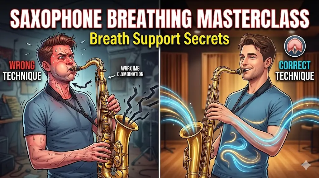 색소폰을 불 때 얼굴이 터질 것처럼 빨개지거나, 고음에서 소리가 꽉 막힌 듯 답답하신가요? 90%는 악기 문제가 아니라 '숨(Breath)' 문제