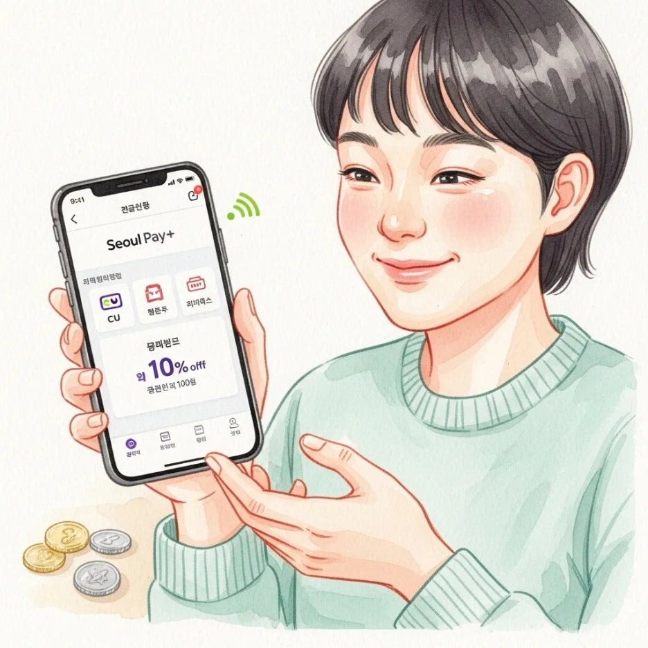 서울페이 앱으로 상품권을 구매하는 사람의 모습