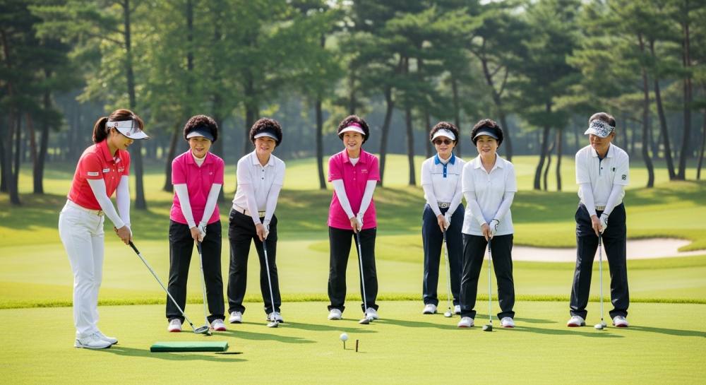 파크골프 지도사가 강습하는 사진