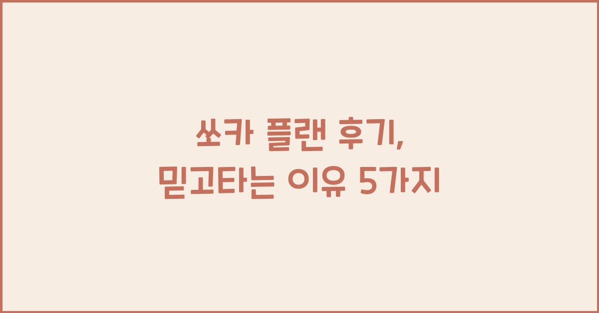 쏘카 플랜 후기