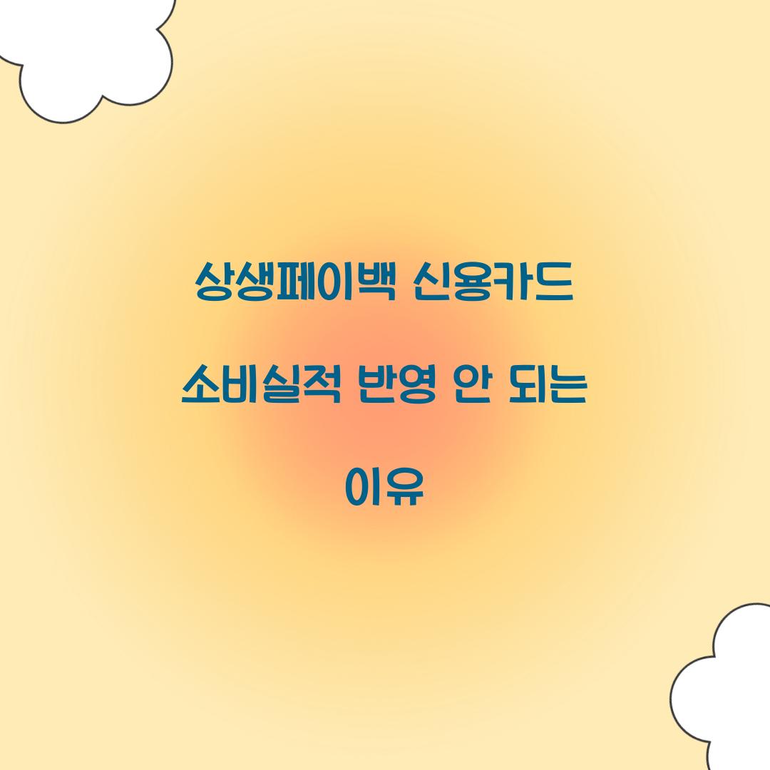 상생페이백 신용카드 소비실적 반영 안 되는 이유