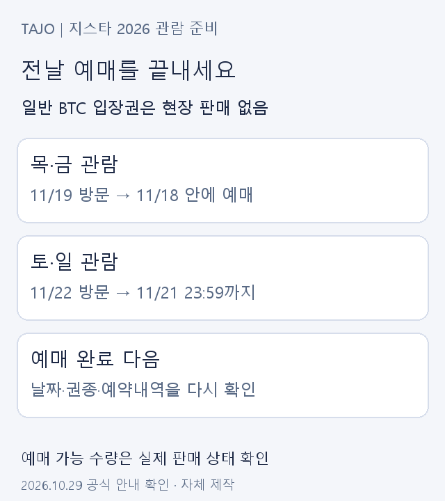 지스타 방문 전날 예매 완료와 예약내역 확인을 정리한 도식