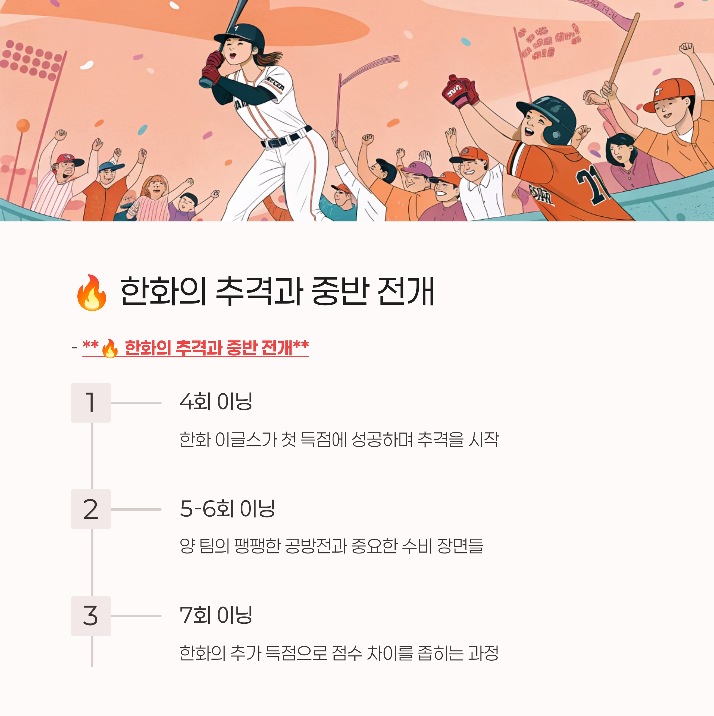 🔥 한화의 추격과 중반 전개
