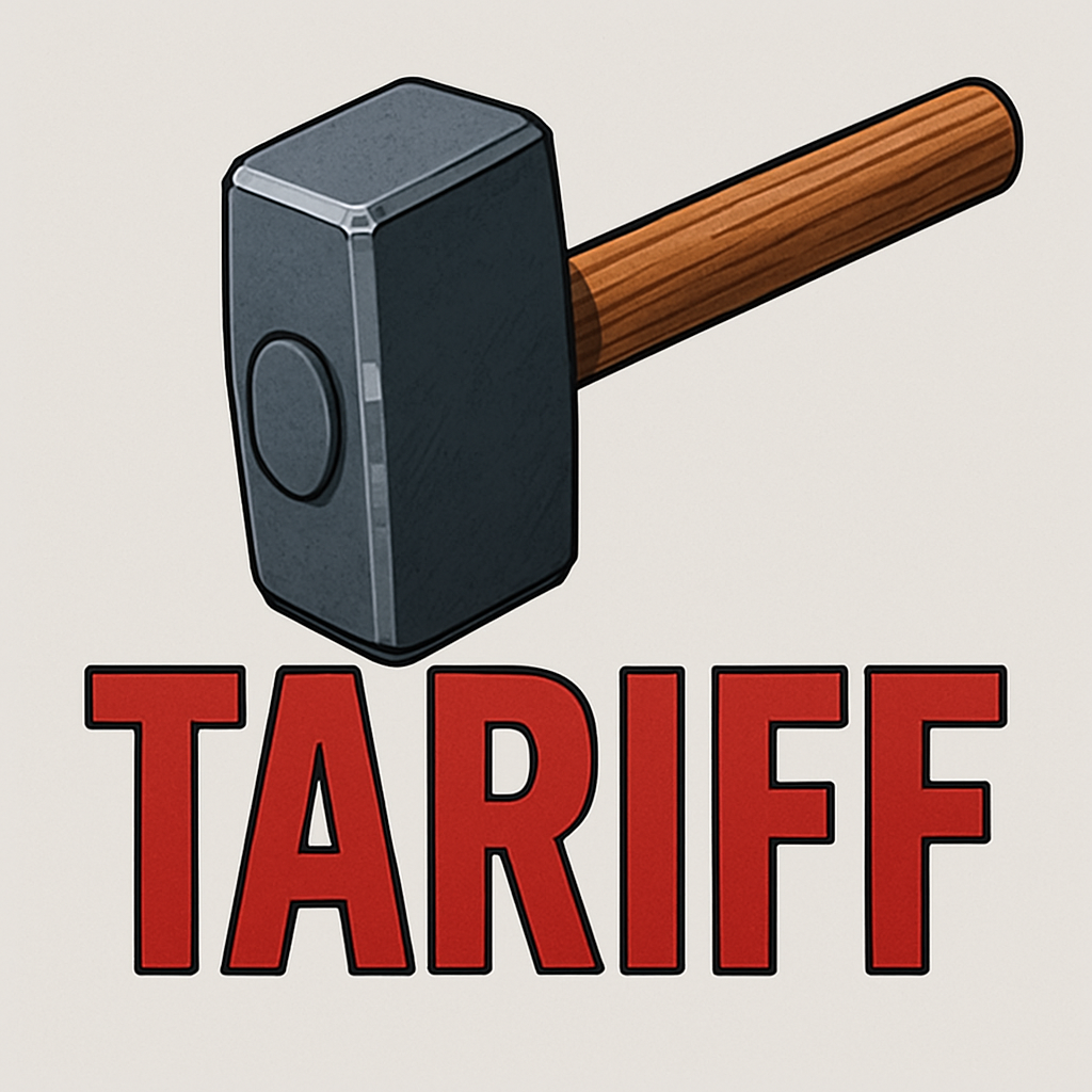 관세 글자를 때리는 듯한 망치