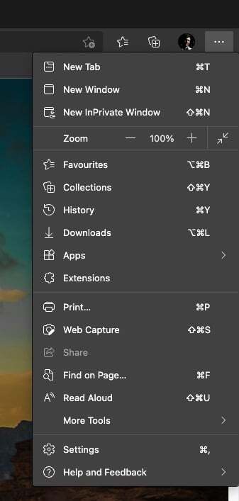 엣지 브라우저 세팅 메뉴
