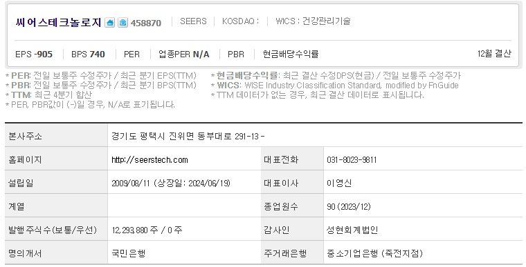 씨어스테크놀로지 기업개요