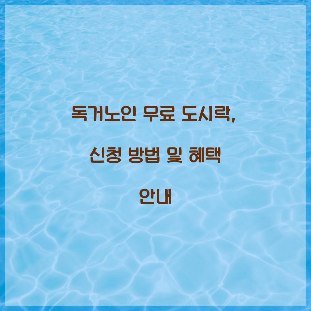 독거노인 무료 도시락