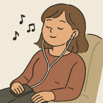 음악을 들으며 쉬고 있는 그림
