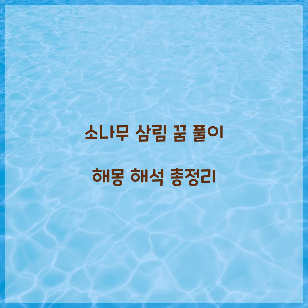 소나무 삼림의 꿈 풀이 해몽 해석