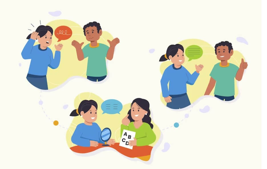 서로 공감을 형성하고 대화하는 그림입니다.