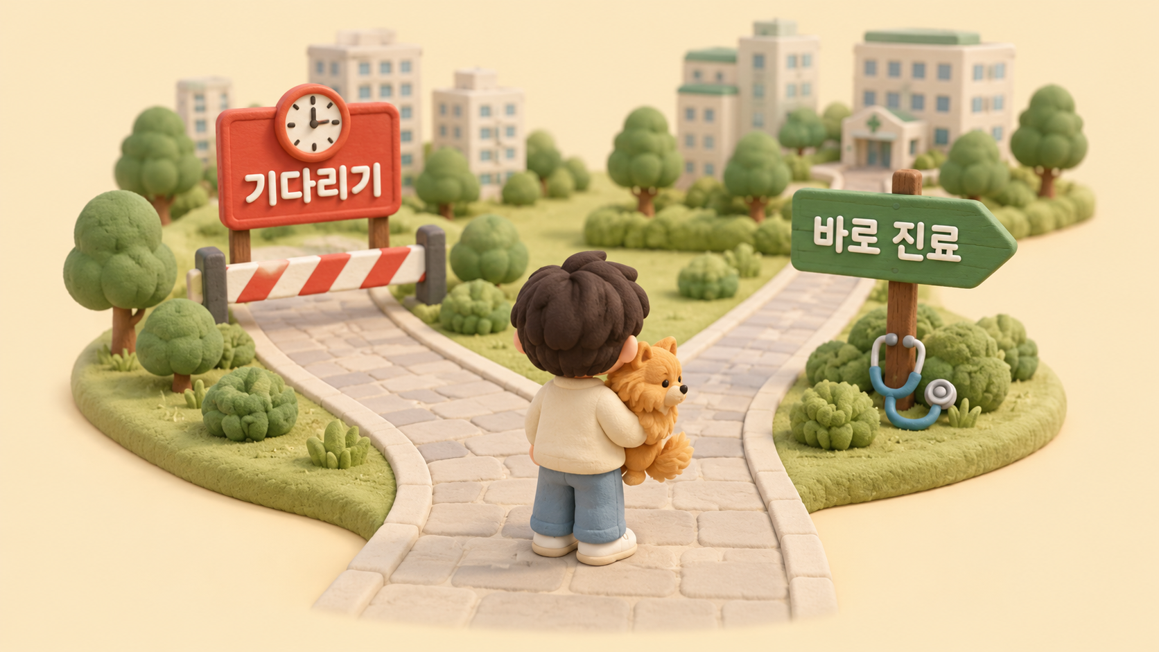 병원 가야 하는 신호 갈림길