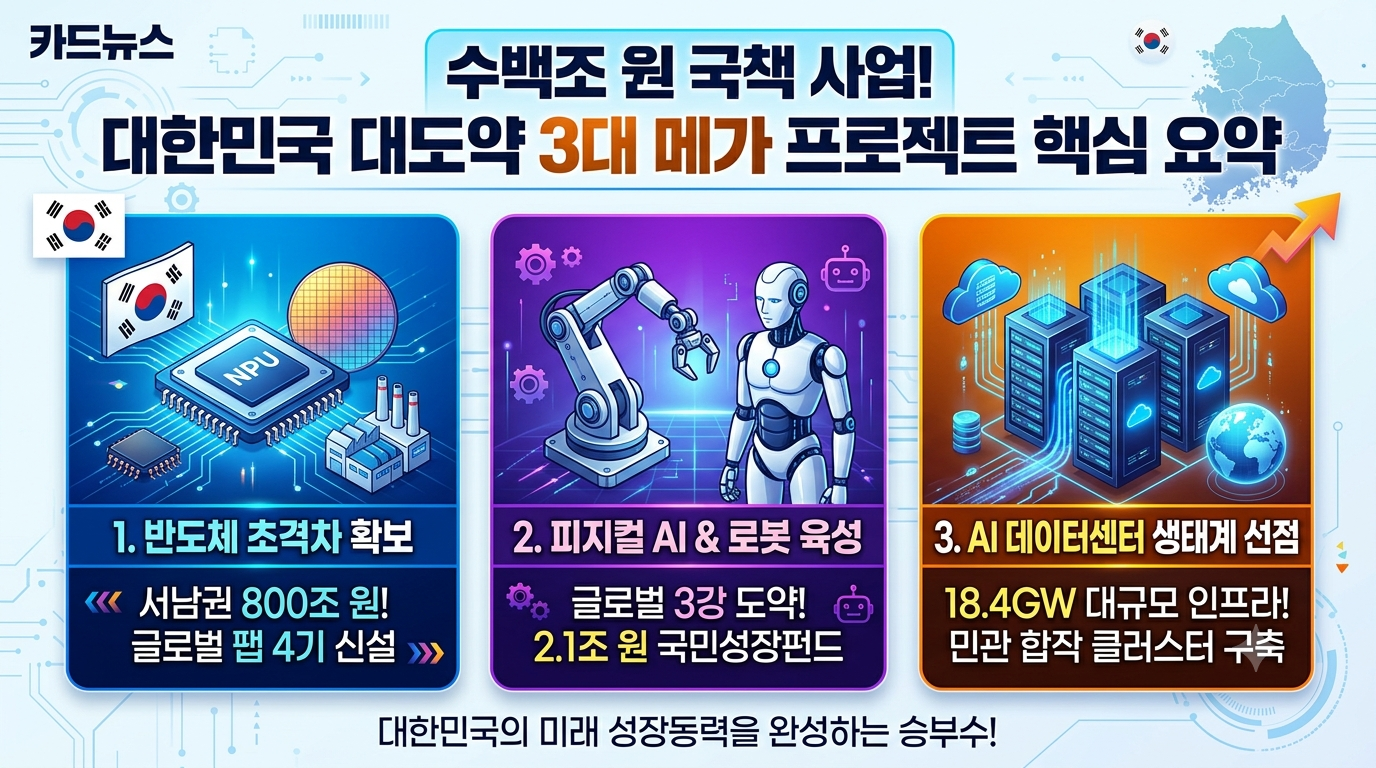 수백조 국책 사업. 대한민국 대도약 3대 메가 프로젝트 핵심 요약