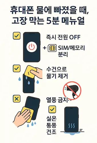 휴대폰 침수시 고장막는 5분 행동 요령