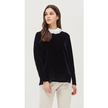 시슬리 플리츠 카라 벨벳 블라우스 SAWS33061