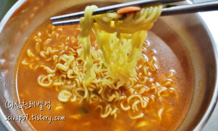 삼양라면 오리지널 조리 후 면발
