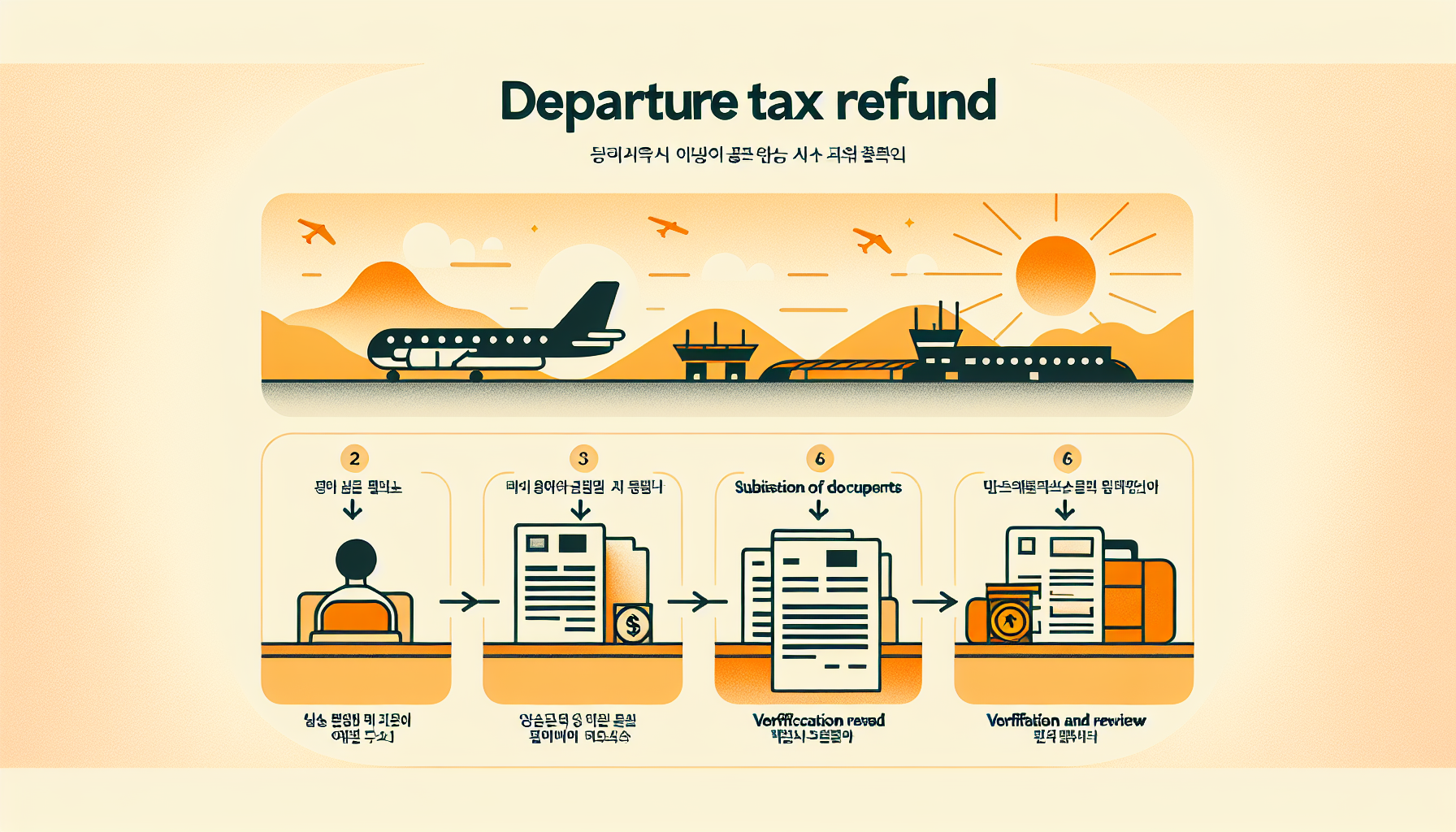 출국 시 납부한 세금 환급 절차를 설명하는 이미지