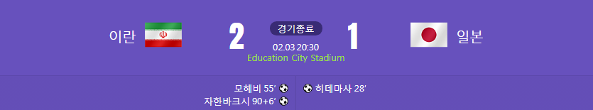 아시안컵 이란 일본 8강전 주요경기