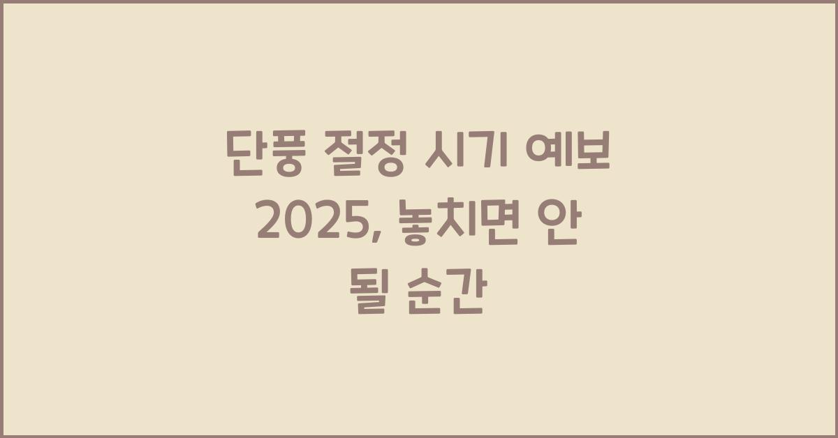 단풍 절정 시기 예보 2025