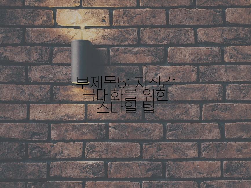 부제목5: 자신감 극대화를 위한 스타일 팁