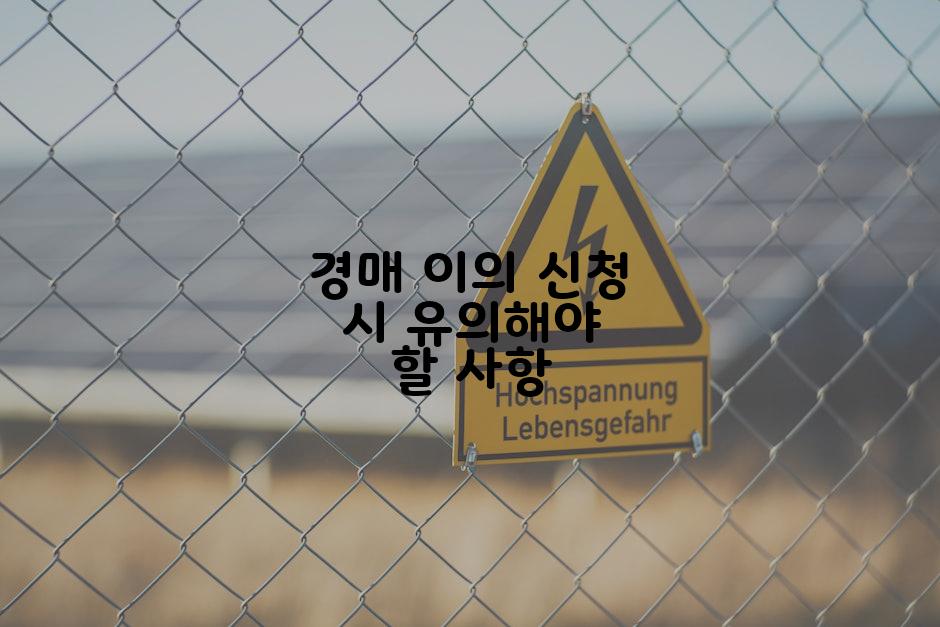 경매 이의 신청 시 유의해야 할 사항