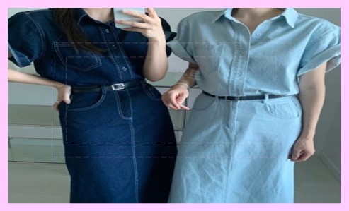 라미드 데님 투피스