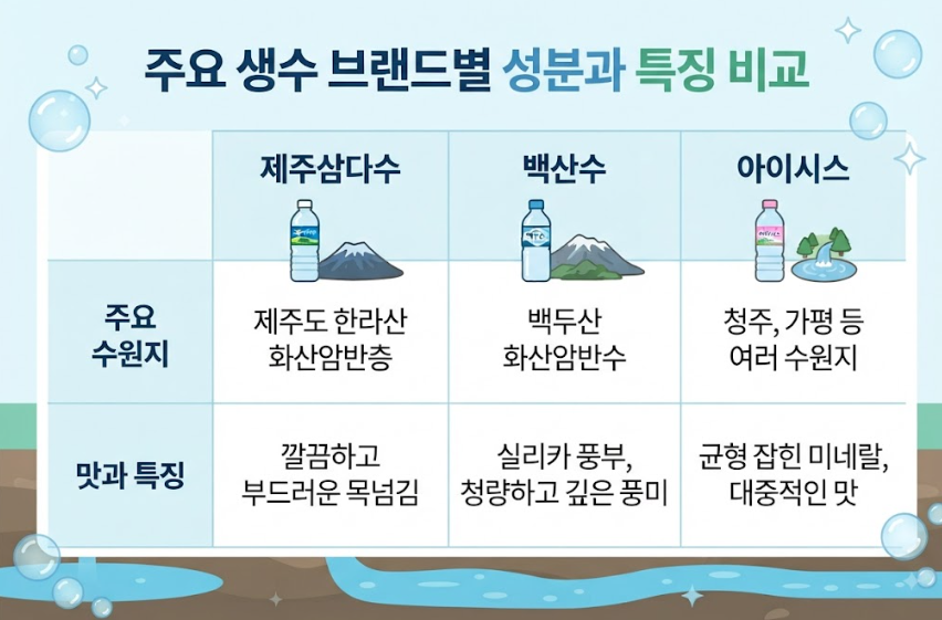 시판 생수 브랜드별 성분 및 맛 차이 총정리