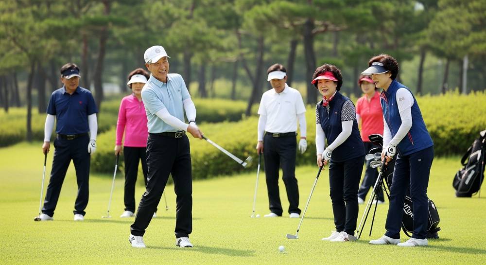 파크골프 즐기는 중장년층 사진