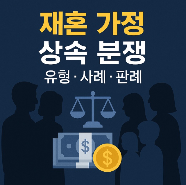 재혼 가정의 상속 분쟁 유형과 실제 사례, 판례를 정리한 법률 정보 이미지