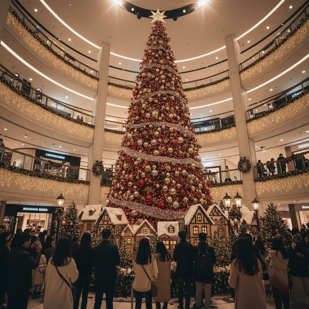 더현대서울 2025 크리스마스 트리와 연말 장식으로 가득한 실내 전경