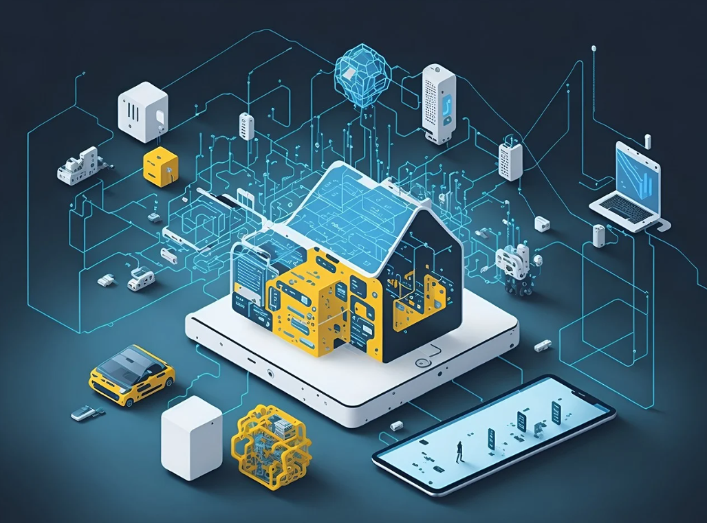집과 집에 연결된 스마트 기기들 이미지