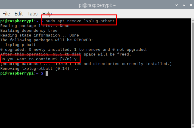 Battery monitor 플러그인 제거 명령