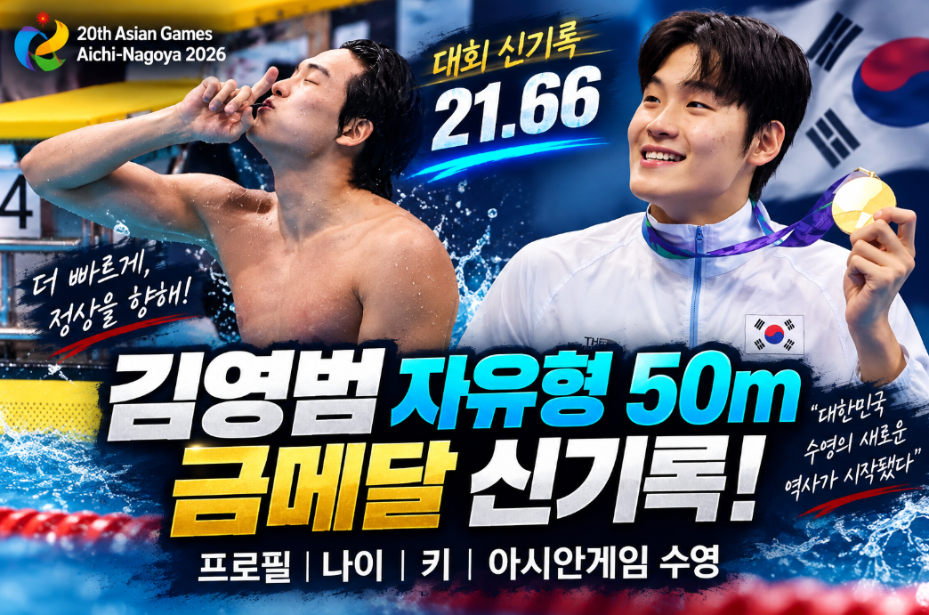 김영범 자유형 50m 금메달 신기록|프로필·나이·키·아시안게임 수영