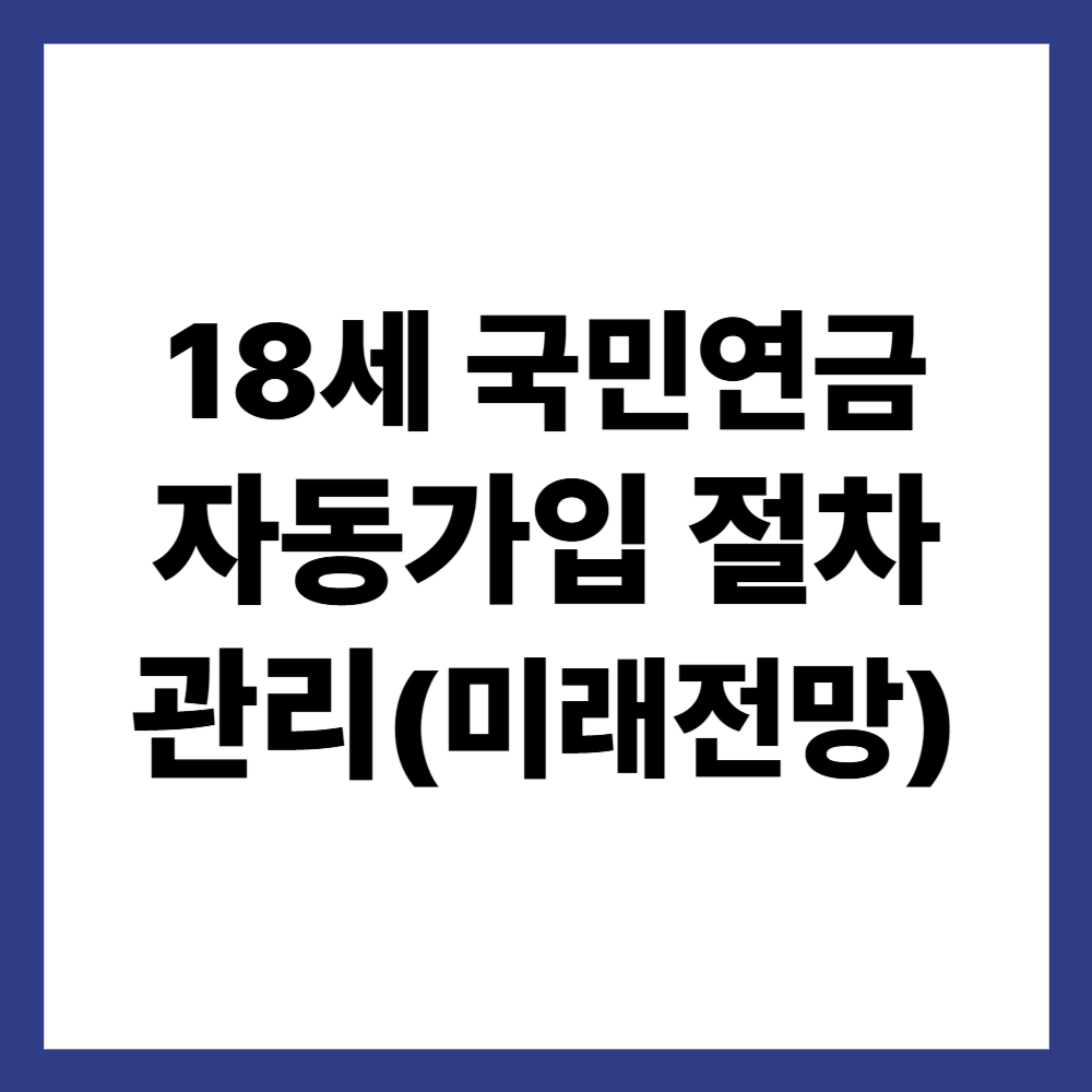 18세 국민연금 자동가입 절차 및 관리 (미래전망)