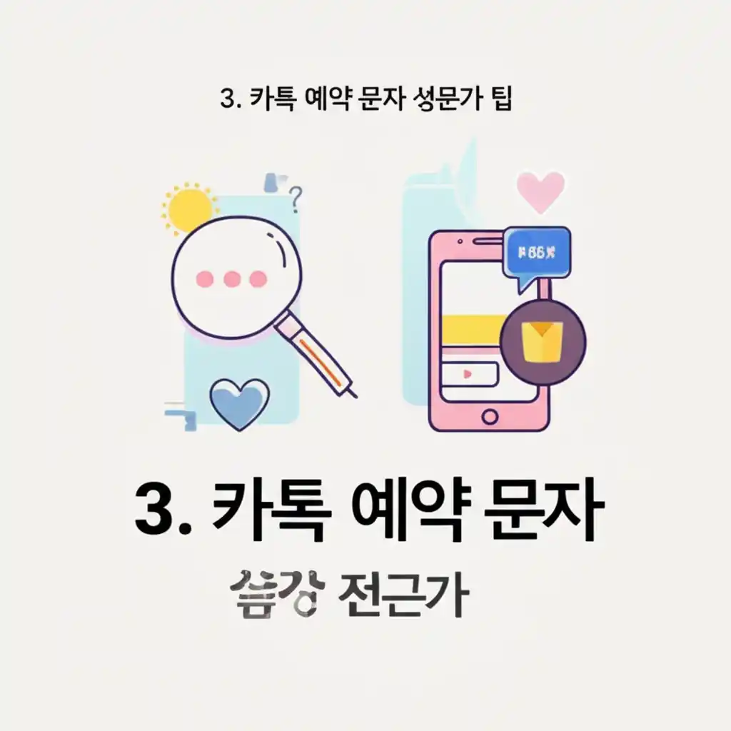 카톡 예약 문자 성공을 위한 전문가 팁을 설명하는 자료와 전략 구상 이미지.