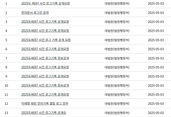 로그기록 서명운동 링크 대법원 사법정보공개포털 청원 공개 요구