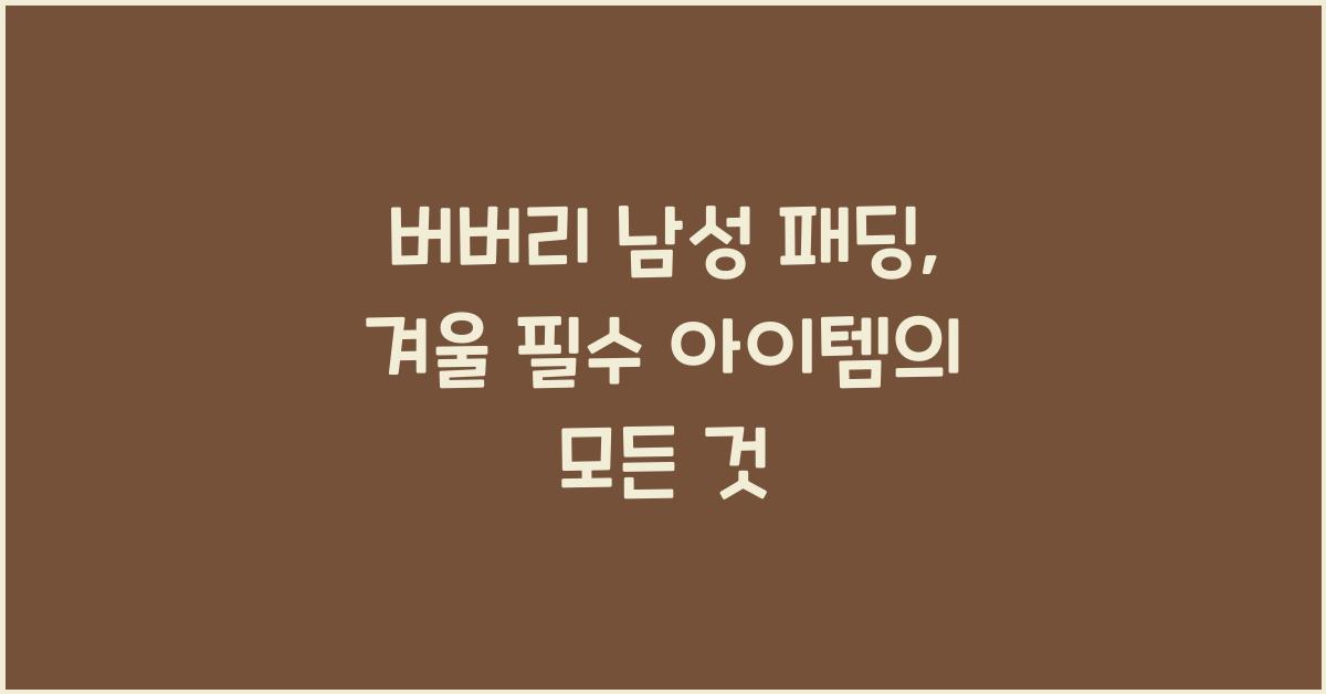 버버리 남성 패딩