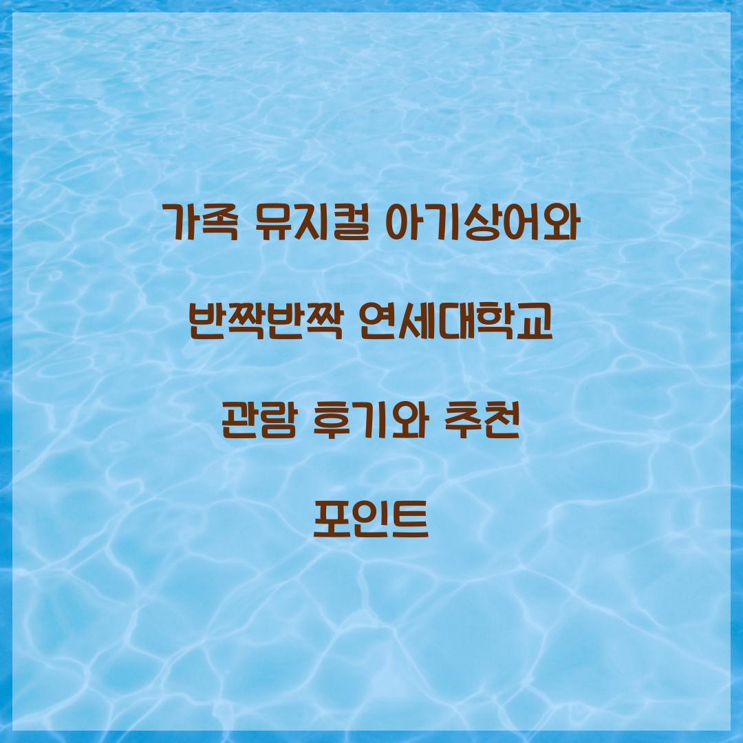 가족 뮤지컬 아기상어와 반짝반짝 : 연세대학교 후기