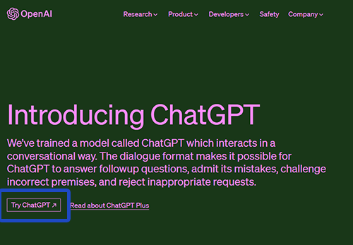 chatGPT 홈페이지 첫화면