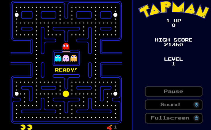 팩맨-게임하기-시작-화면